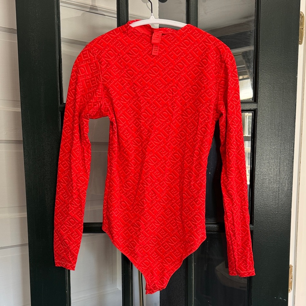 Fendi Skims Red Logo Bodysuit